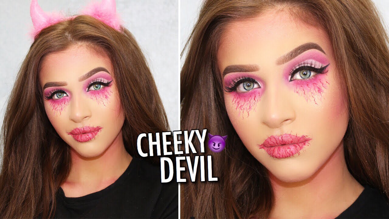 Cheeky Pink Devil Halloween Makeup Tutorial - YouTube