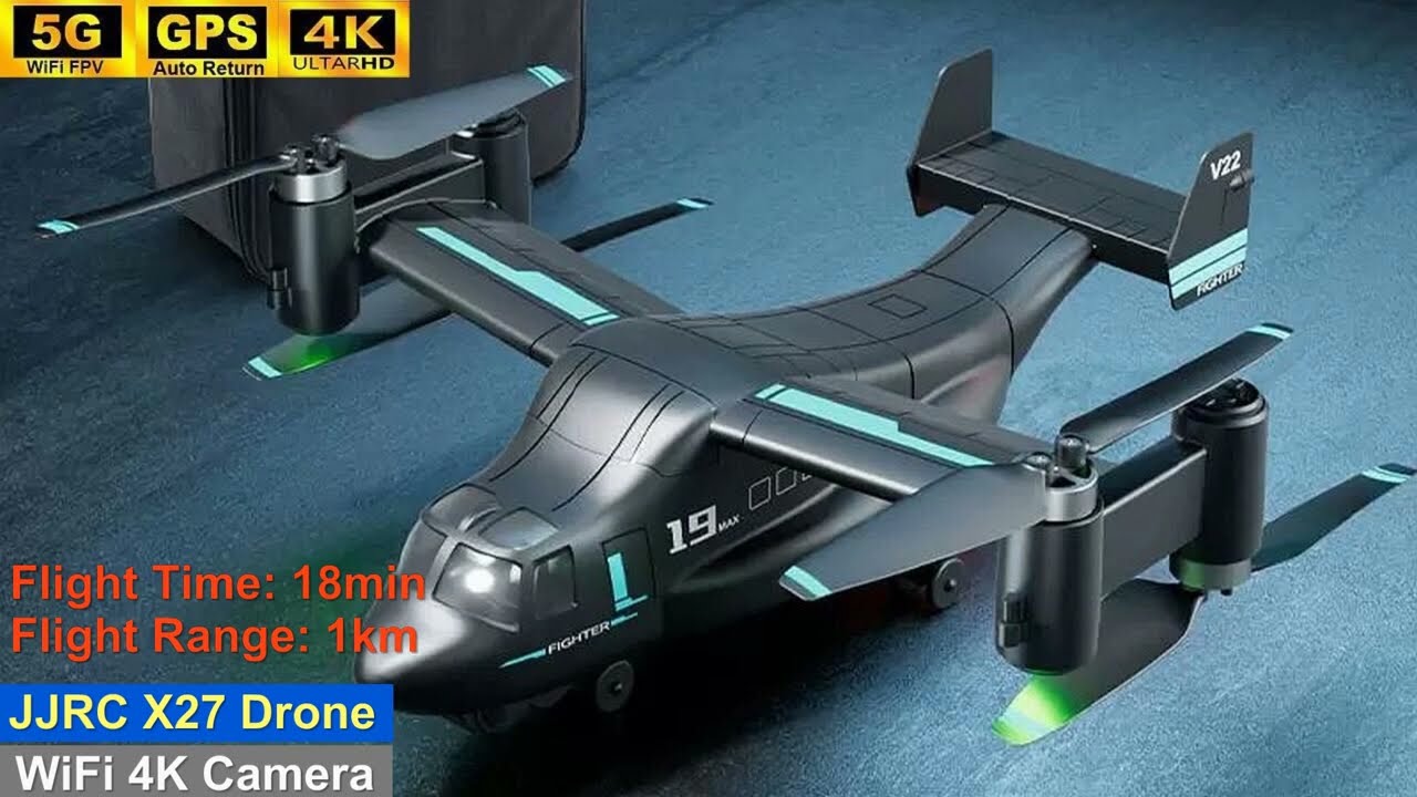 JJRC X27 (V-22) Double Rotor 4K Brushless Drone – Open Box ! - YouTube