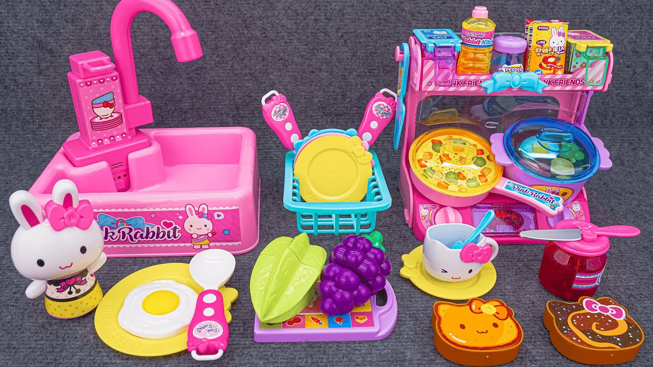 60 Minutes Satisfying Unboxing Cute Pink Rabbit Kitchen Play Set ...