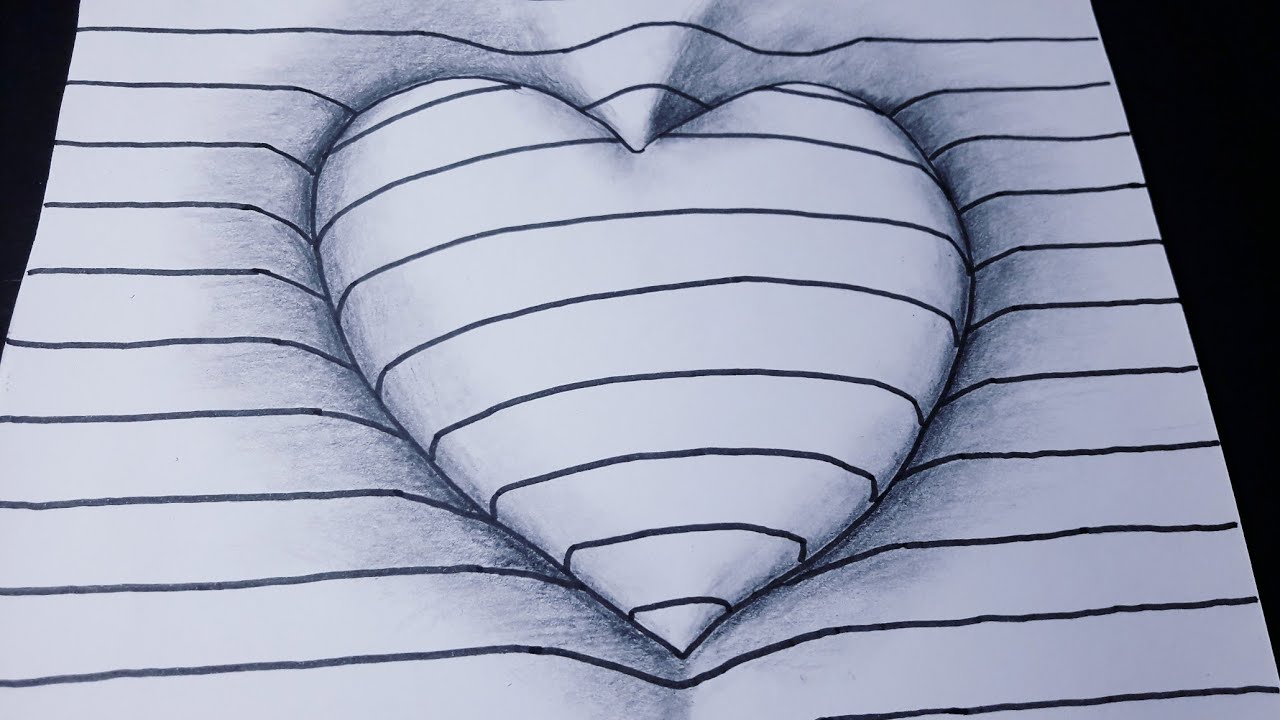 3D heart drawing || learn drawing || art #52 - YouTube