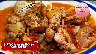 Bistec a la Mexicana con papas, fácil y rápido, queda muy jugoso ?