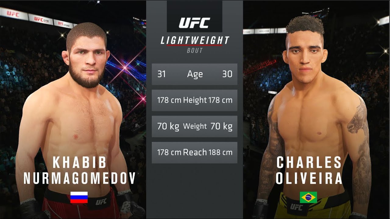 Khabib Nurmagomedov vs Charles Oliveira Full Fight UFC 4 YouTube
