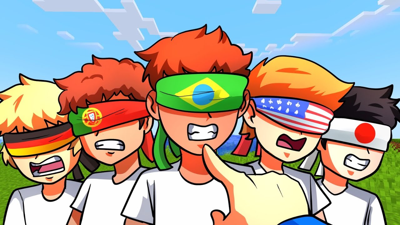 Prendi 100 PLAYERS de 100 PAISES DIFERENTES no Minecraft...
