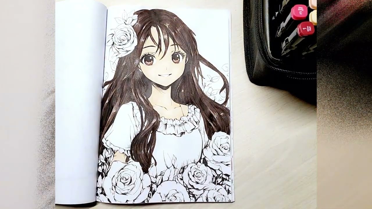 ANIME GIRL WITH ROSES