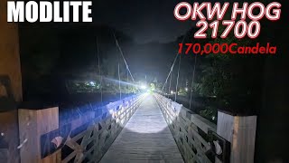 【モッドライト】Modlite Hog OKW 21700　Beam Test🔥170,000 Candela #flashlight