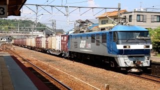 【山陽本線】JR貨物 EF210-102号機牽引 95レ貨物列車 宮島口駅通過