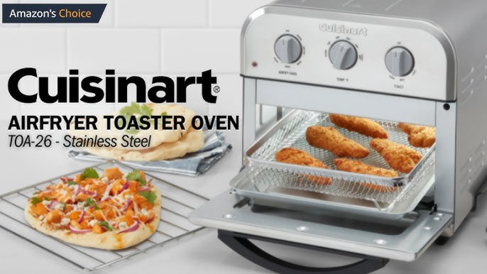  Cuisinart TOA-26 Compact Airfryer Toaster Oven, 1800-Watt Motor  with 6-in-1 Functions and Wide Temperature Range, Large Capacity Air Fryer  with 60-Minute Timer/Auto-Off, Stainless Steel: Home & Kitchen