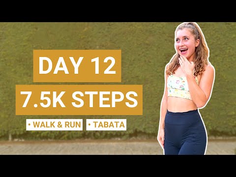 [day 12] 7 500 Steps Workout - Walk & Run, Tabata-Style — 21-Day Step & Glow Up Challenge — indoor walking workout video
