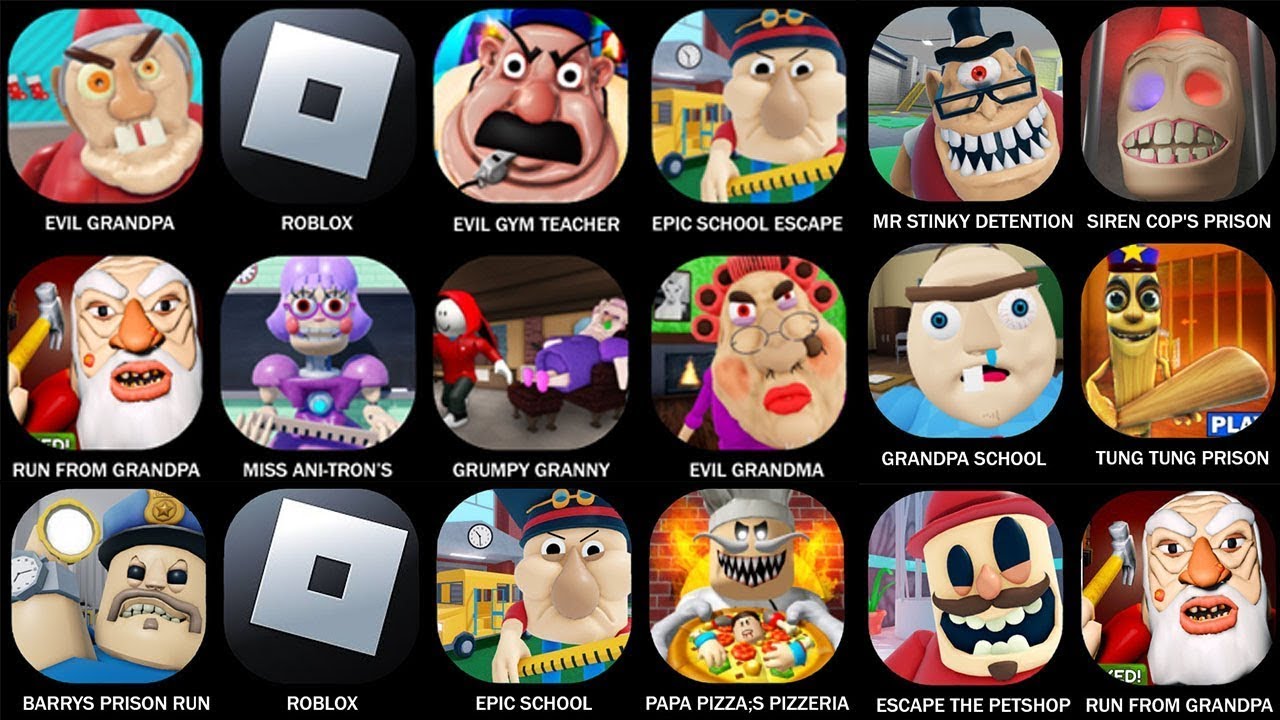 ALL ROBLOX,RUN FROM GRANDPA! (SCARY OBBY), ESCAPE EVIL GRANDMA! (OBBY), ESCAPE MR. STINKY DETENTION!