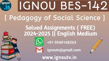 IGNOU BES-142 Solved Assignment 2024-2025 [FREE] || BES-142 || IGNOU BEd || IGNOU TV || IGNOU ||