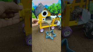 🚜🔥 Mini Tractor Making Cement Pillar in action! This amazing real working DIY construction #shorts