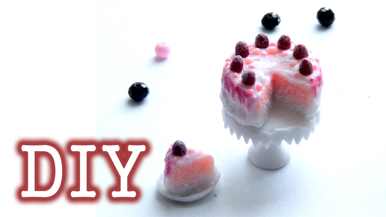 DIY Dollhouse food | Miniature Sweet Cake - Polymer Clay Tutorial - YouTube