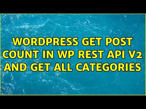 Wordpress: Get post count in wp rest API v2 and get all categories (4 Solutions!!)