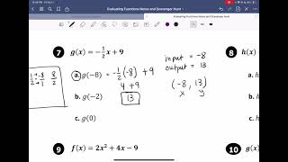 Evaluating functions notes Algebra 1 @TSMS