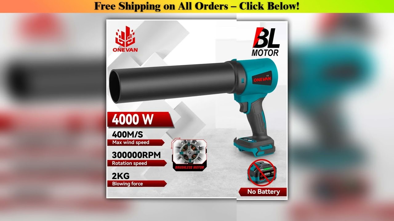 ONEVAN 300000RPM Brushless Electric Blowers Jet Fan 400M/S Cordless Leaf Blower Dust Blowing Tool