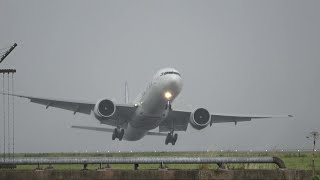 BREATHTAKING! Kuwait Airways Boeing 777-300ER 9K-AOE Landing At Schiphol