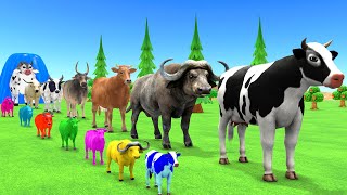 Paint Animals Cow Cartoon,Bull,Bison,Ox,Buffalo,Cattles Fountain Crossing Animal Transformation New