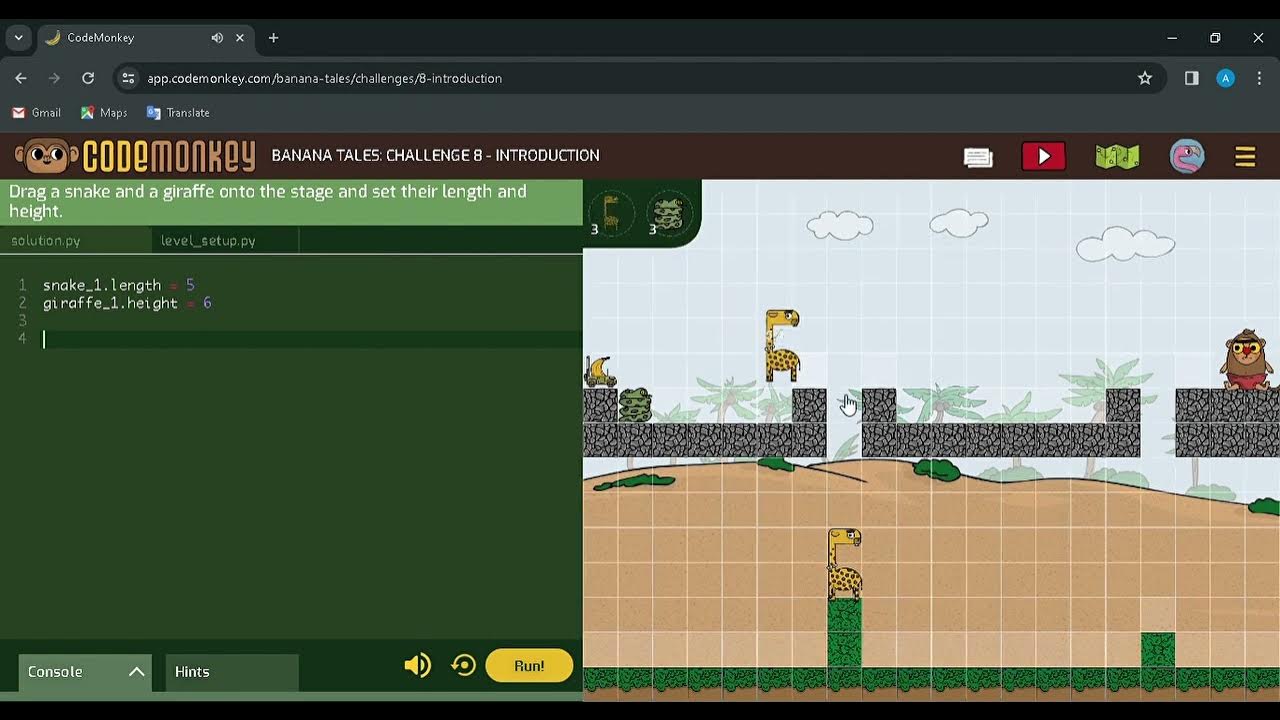 CodeMonkey banana tales python coding - YouTube