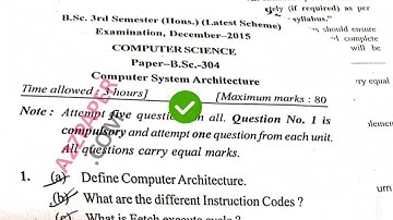 Mdu BSc 3rd Sem Computer System Architecture Question Paper 2021