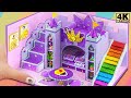 ❤️ DIY Miniature Cardboard House #336 Amazing Purple Bedroom, Living Room from Cardboard for Hamster