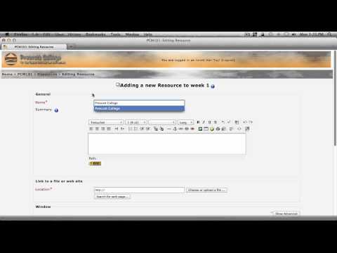 Prescott College How To: F7.Moodle Linking to a Website