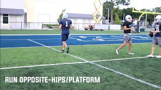 Quarterback Drills- QB Footwork and Platform running Opposite and Setting Platform