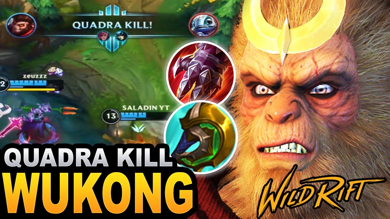 WILD RIFT - QUADRA KILL WUKONG GAMEPLAY - YouTube