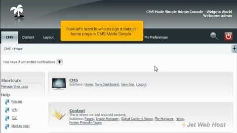 How to assign default home page in CMS Made Simple