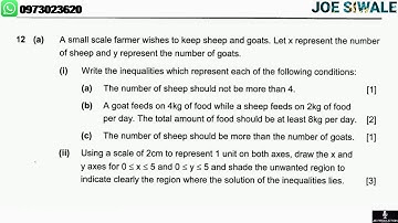 ECZ Mathematics Past Paper 2 2011. Question 12. Linear Programming