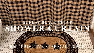 Burlap Black Shower Curtain from Primitive Star Quilt Shop