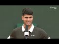 Carlos Alcaraz reacts after his victory over Ben Shelton in round four at Roland-Garros 🙌