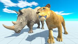 Prehistoric Lion vs African Rhino Epic Battle | Animal Revolt Battle Simulator ARBS