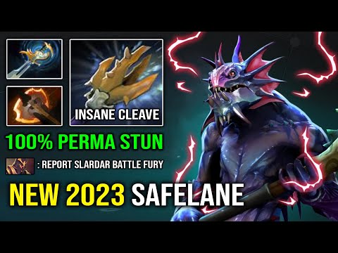 NEW 2023 Safelane Carry 1st ITEM Battlefury Slardar 100% Perma Stun Lock Super Bash Dota 2