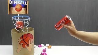 How to make a funny BASKETBALL TRASH CAN out of cardboard