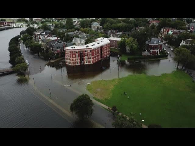 Rising Waters Flood Out Roads Across Norfolk Youtube