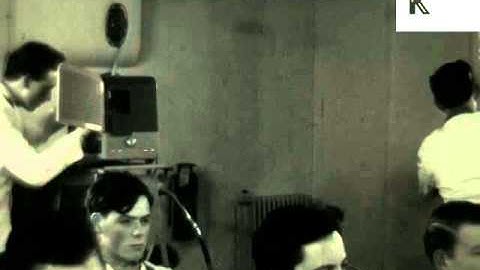 1950s Classroom, Male Students Watch Film, Projector, Archive Footage