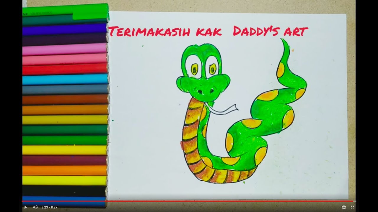  Menggambar  dan Mewarnai hewan  ular  Drawing and Coloring 