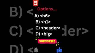 5️⃣ Which HTML tag is used for the largest heading? #coding #frontendcourse #programmingtutorial