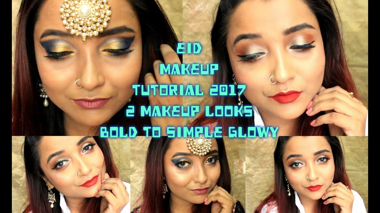 2 EID MakeupTutorial 2017|Blue & Gold Cat Eye MakeupTutorial|Easy Rust & Bronzed Festive Makeup Look