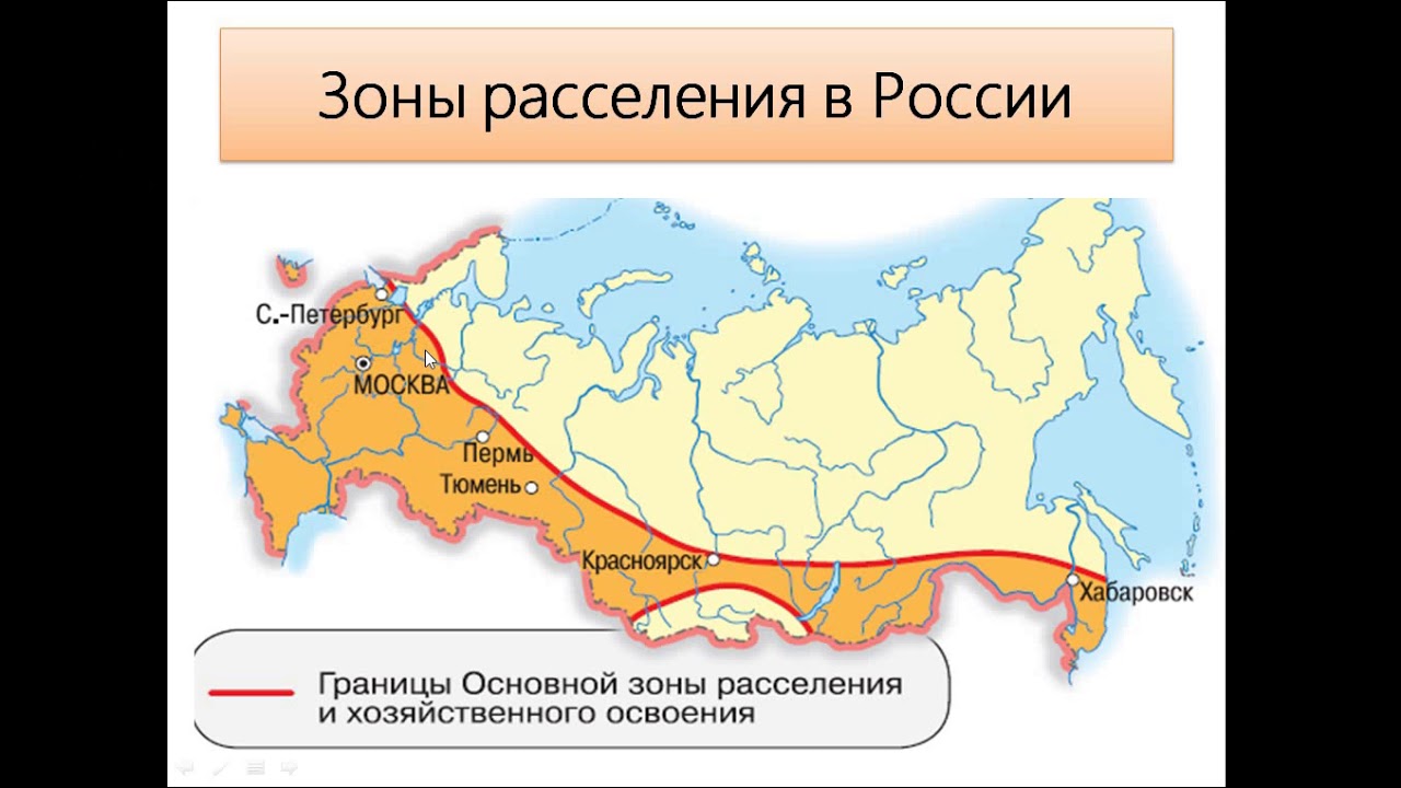 Две главные зоны расселения россии