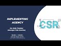 Implementing agency by ms dolly thakker manager csr practice  mehta  mehta