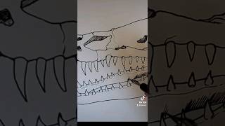 Day 22: Plesiosaurus ••• #art #drawing #ink #dinosaur #inkdrawing #inktober #fossil #skull