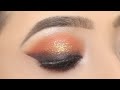 Glittery Orange With Smokey Winged Eye Makeup Tutorial || Shilpa