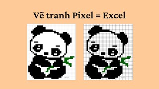 How To Draw Cute Panda Pixel Pixels Simple In Excel Thaothao Art