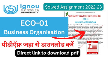 ECO 01 Solved Assignment 2022-23 pdf | BCA| BCOM Solved Assignment pdf