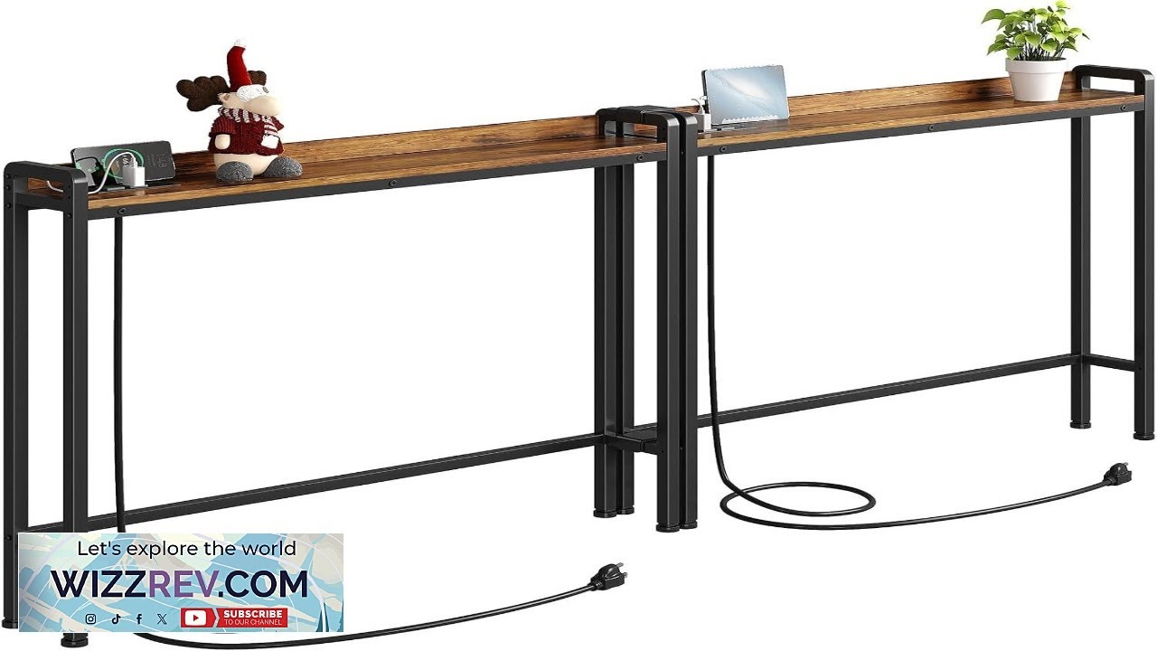 Kitstorack 2 Pack Narrow Entryway Console Table with Elevated Rear Fence & 2