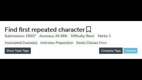 Geeksforgeeks || Find first repeated character || Leet code || C++ Programming