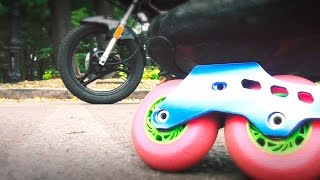 Кто Быстрее - Ролики или Мотоцикл? Skates VS Motorcycle - Битва Колес