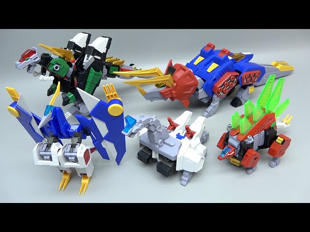 HG キングゴウザウラー３体セット全塗装メタリック塗装 BANDAI HG] キングゴウザウラー / King Gosaurer + UPGRADE KITS - YouTube