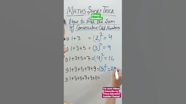 Sum of Consecutive Odd Numbers trick | Math short trick #shorts #maths #viralvideo #mathstrick